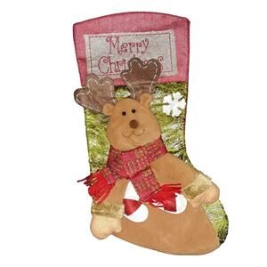 Hand Crafted Reindeer Christmas Stocking